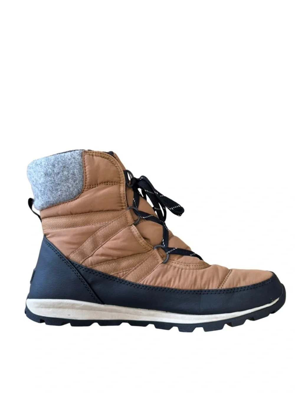 SOREL Whitney Short Lace Snow Boots Brown / Black Size 10 Women's